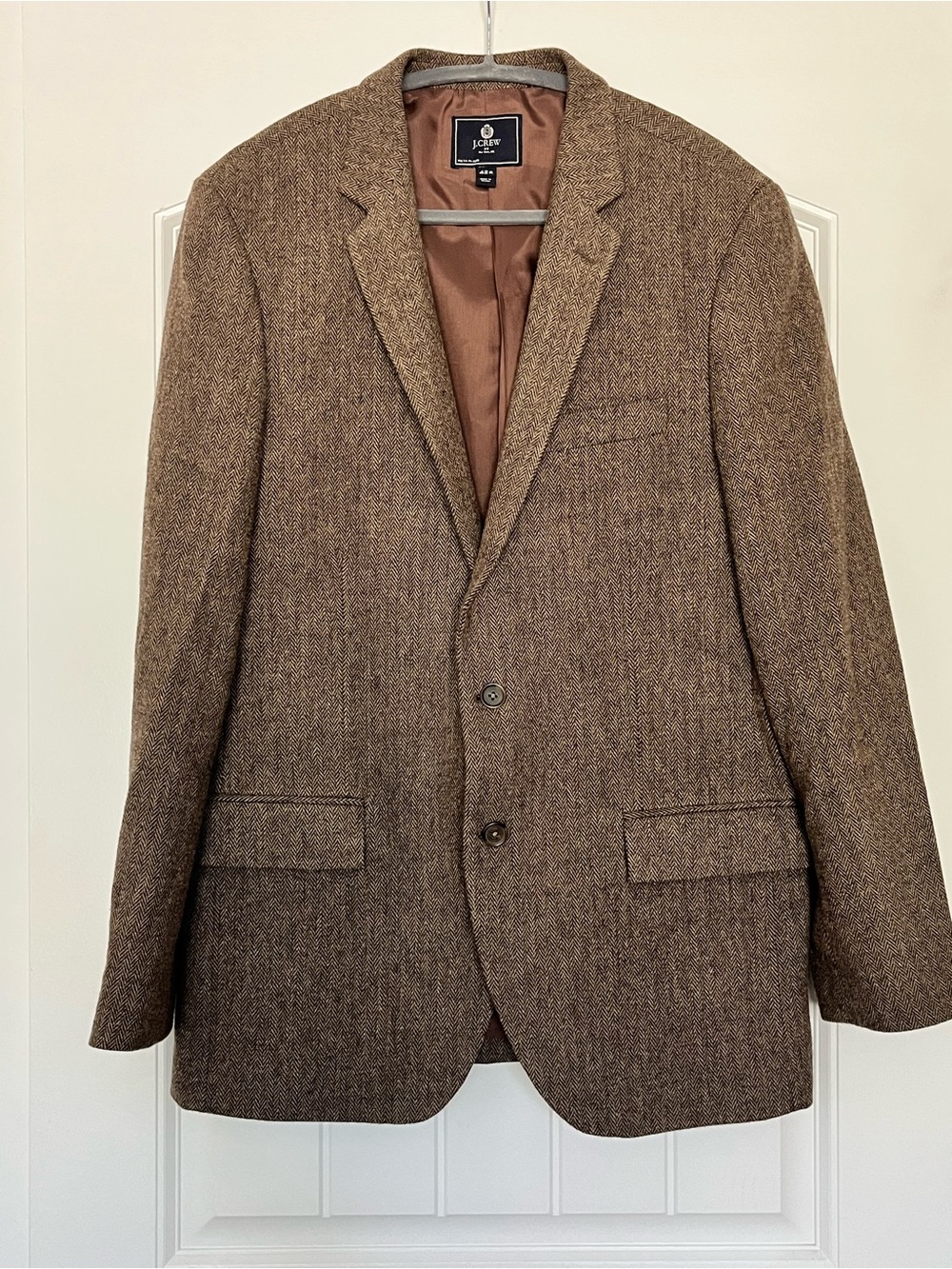 J. Crew Men's Brown Ludlow Herringbone Tweed Wool Blend Blazer Size 42R